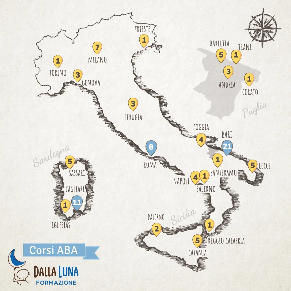 Mappa dei corsi ABA Dalla Luna in Italia